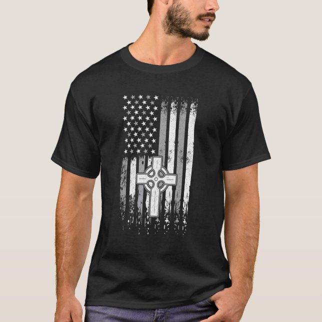 Christian Us American Flag - Jesus Bible Protestan T-Shirt (Front)