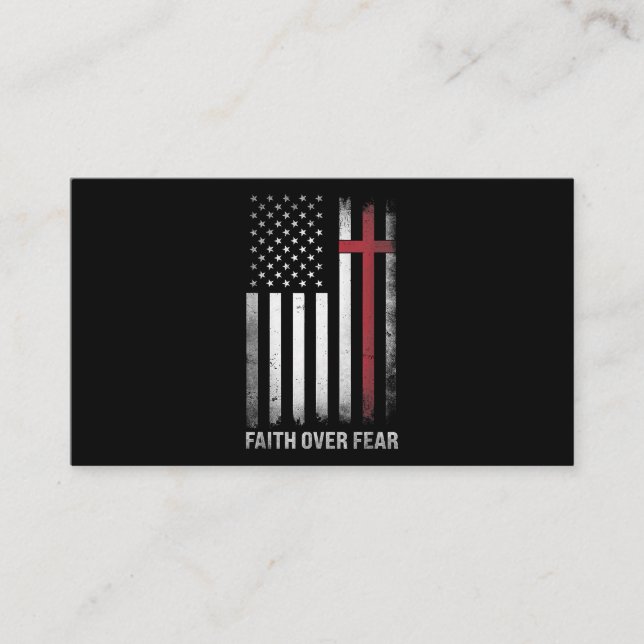 Christian US USA Flag American Christ Faith Over F Business Card (Front)