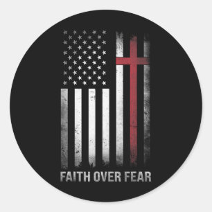 Christian Us Usa Flag American Christ Faith Over F Classic Round Sticker
