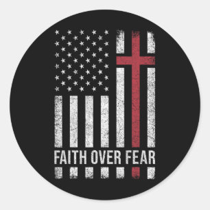 Christian Us Usa Flag American Christ Faith Over F Classic Round Sticker