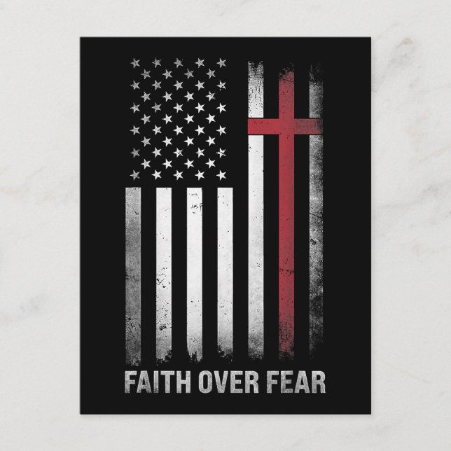 Christian US USA Flag American Christ Faith Over F Enclosure Card (Front)