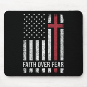 Christian Us Usa Flag American Christ Faith Over F Mouse Pad
