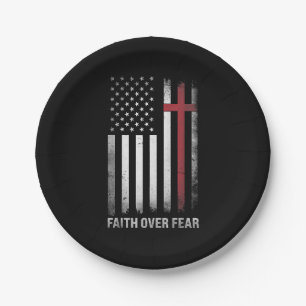 Christian US USA Flag American Christ Faith Over F Paper Plate