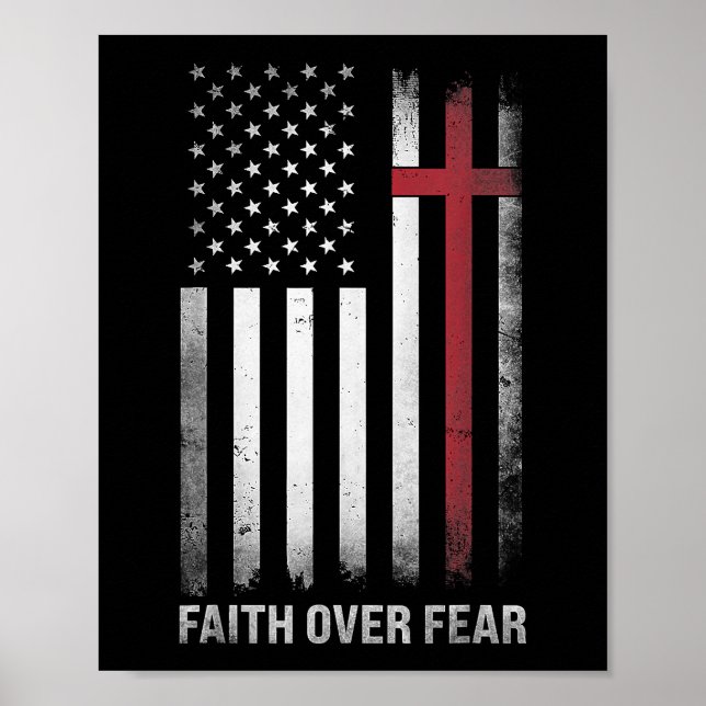 Christian US USA Flag American Christ Faith Over F Poster (Front)