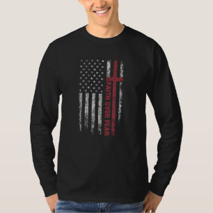 Christian US USA Flag American Christ Faith Over F T-Shirt
