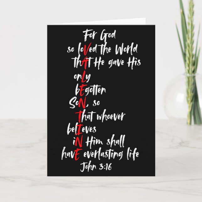 Christian Valentine Bible Verse Jesus John 3_16 Fa Card (Front)