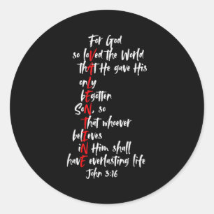 Christian Valentine Bible Verse Jesus John 3_16 Fa Classic Round Sticker