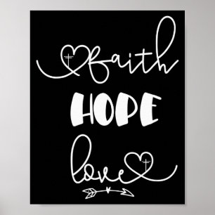 Christian Valentine Gift Rustic Faith Hope Love Wi Poster