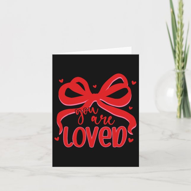 Christian Valentine Loved Coquette Bow Bible Verse Card (Front)