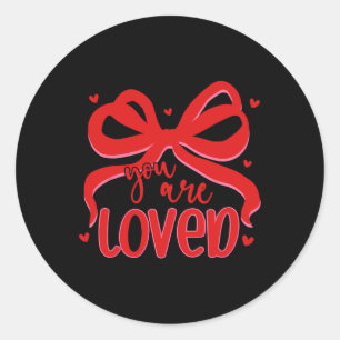 Christian Valentine Loved Coquette Bow Bible Verse Classic Round Sticker