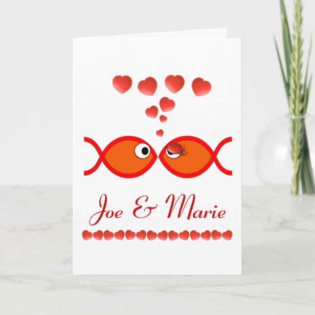 Christian Valentine Symbols - Orange v1 Holiday Card (Front)