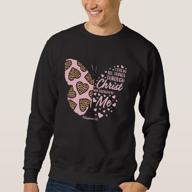Christian Valentines Day  Butterfly Cheetah Print  Sweatshirt (Front)