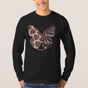 Christian Valentines Day Butterfly Cheetah Print T-Shirt