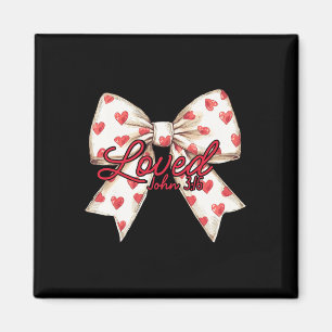 Christian Valentines Day Coquette Bow Heart Loved  Magnet