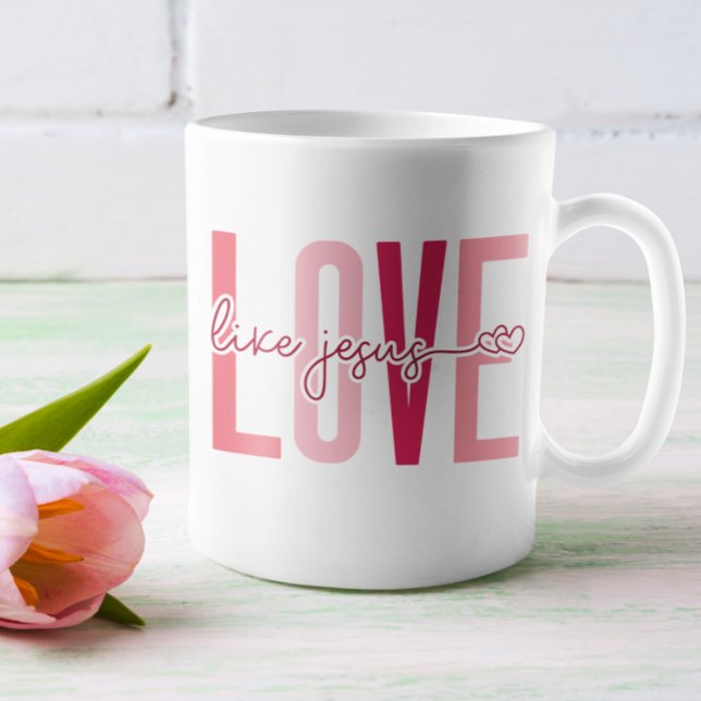 Christian Valentine's Day Initials Love Like Jesus Coffee Mug (You & your sweethearts initials can be added to the mug.)