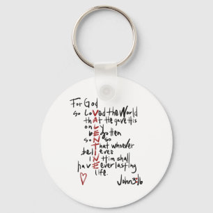 Christian Valentines John 3_16 For God So Loved Th Key Ring