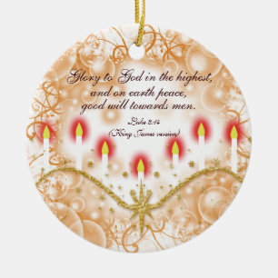 Christian verse Christmas candles Ceramic Ornament