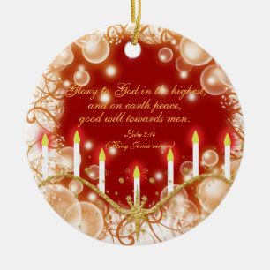 Christian verse Christmas candles Ceramic Tree Decoration