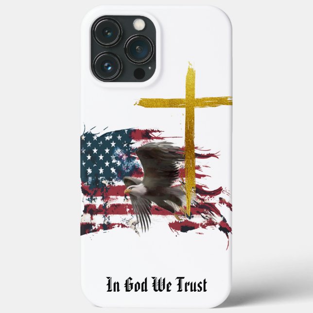 *~* Christian Veteran Patriotic Eagle  Flag AP16 Case-Mate iPhone Case (Back)