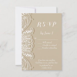 Christian Vintage Classic White Lace Wedding RSVP