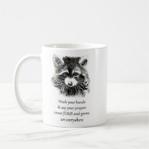 Christian Washroom Wash your Hands Racoon Animal Coffee Mug