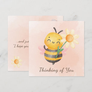 Christian Watercolor Bee Flower Thinking of You Card