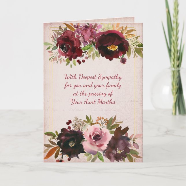 Christian Watercolor Floral Personalised Sympathy Card (Front)
