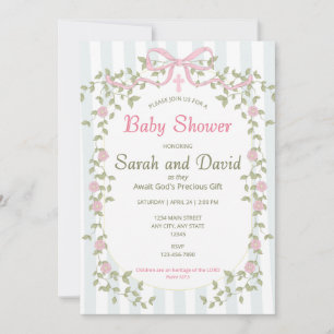 Christian Watercolor Garden Baby Shower  Invitation