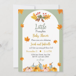 Christian Watercolor Little Pumpkin Baby Shower  Invitation