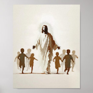 Christian Watercolor Wall Art  Let The Children