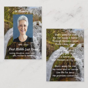 Christian Waterfall Landscape Memorial Keepsake Business Card