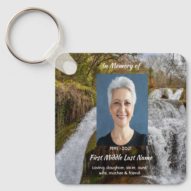 Christian Waterfall Landscape  Memorial Keepsake  Key Ring (Front)