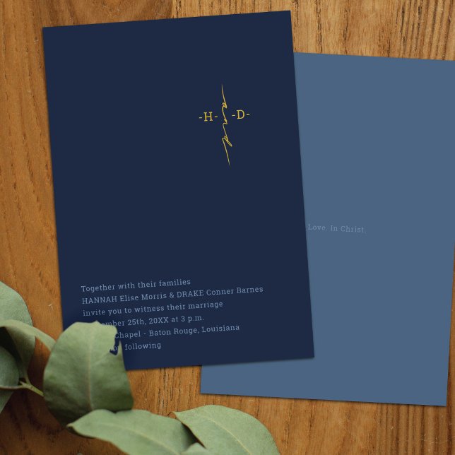 Christian Wedding | Couple's Initials Gold Cross Invitation (Creator Uploaded)
