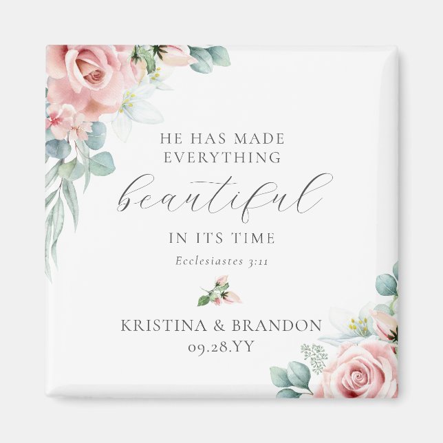 Christian Wedding Favours Bible Verse Magnet (Front)