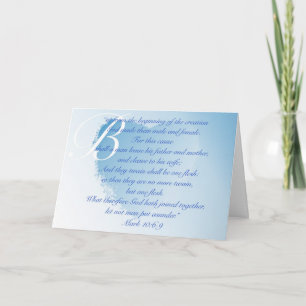 Christian Wedding Invitation - Blue - Mark 10:6-9