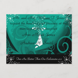 Christian Wedding Invitation Blue Teal Cala Lily Postcard