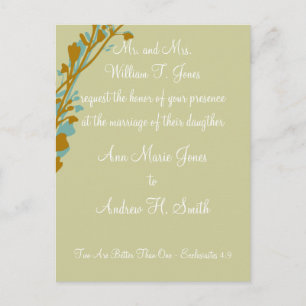 Christian Wedding Invitation Carmel and Blue