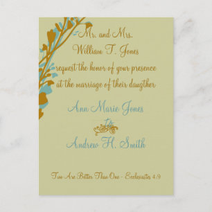 Christian Wedding Invitation Carmel and Blue Postcard