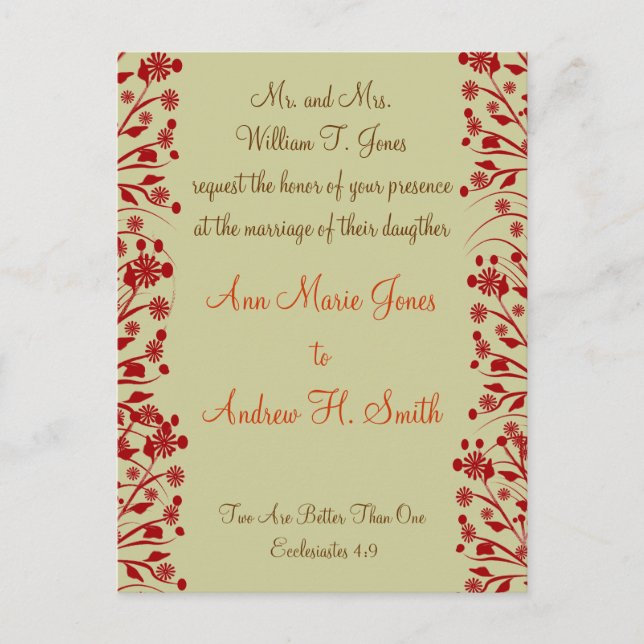 Christian Wedding Invitation Carmel and Blueberry (Front)