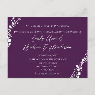 Christian Wedding Invitation Deep Grape Postcard