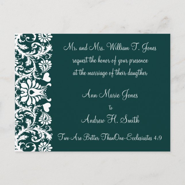 Christian Wedding Invitation Deep Teal (Front)