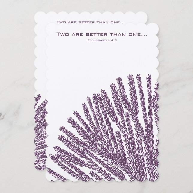 Christian Wedding Invitation Hummigbird Plum Coral (Front/Back)