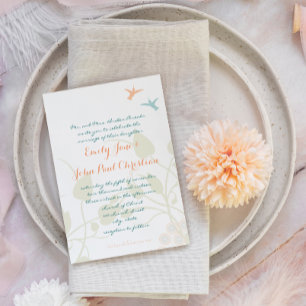 Christian Wedding Invitation Humming Birds Flowers