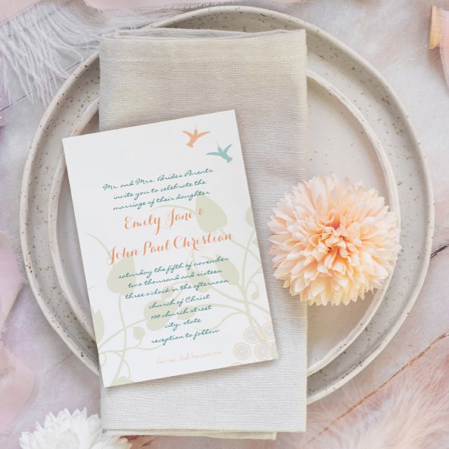 Christian Wedding Invitation Humming Birds Flowers (Creator Uploaded)