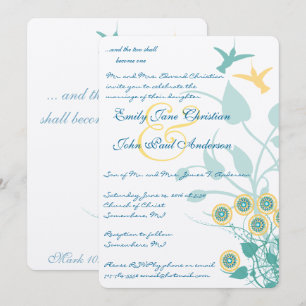 Christian Wedding Invitation Humming Birds Flowers