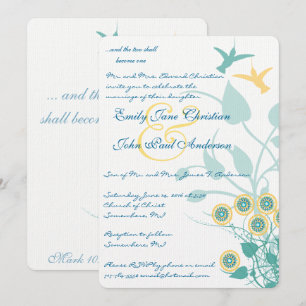 Christian Wedding Invitation Humming Birds Flowers