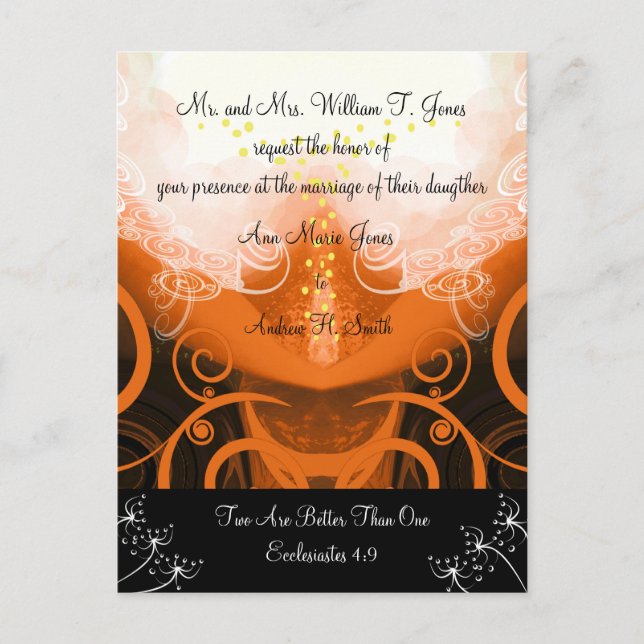 Christian Wedding Invitation Orange Cala Lily (Front)