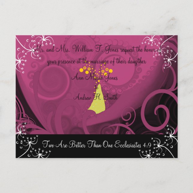 Christian Wedding Invitation Plum Cala Lily (Front)