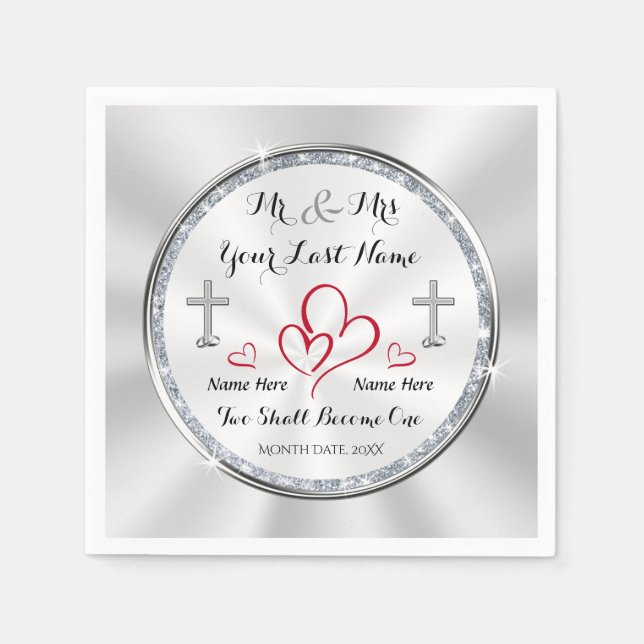 Christian Wedding Napkins Two Shall Become One (Front)