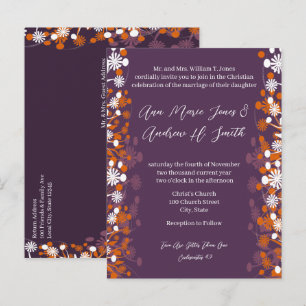 Christian Wedding Purple Terracotta Floral Blooms Announcement Postcard